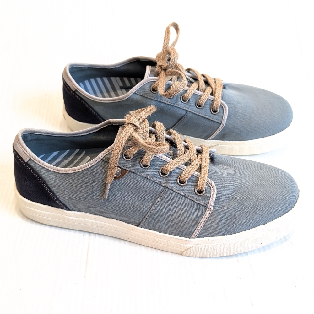 TAOS Super Soul Lake Blue and Tan Canvas Sneakers Shoes Size 11